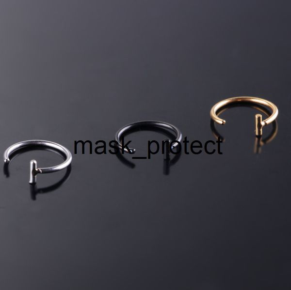 

simple stainless steel titanium jewelry fake clip lip eyebrow nail nose ring no hole, Golden;white