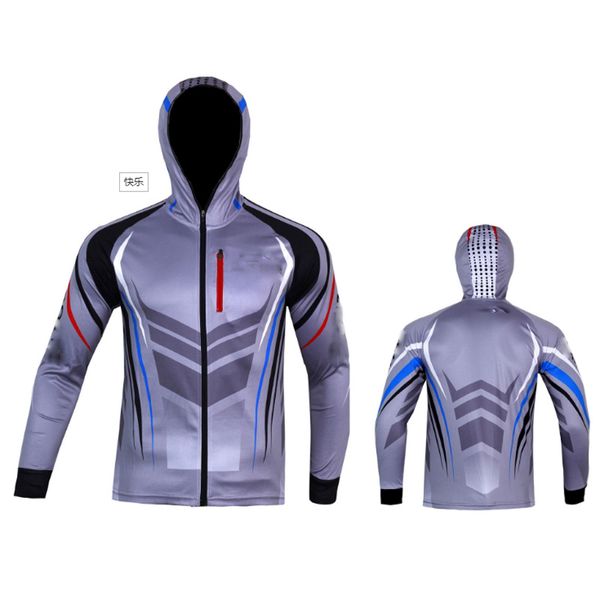 

new summer fishing jacket breathable sunscreen fishing shirt men quick drying upf long sleeve hooded shirts, Gray;blue
