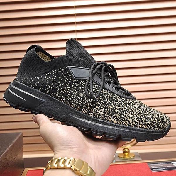 

fashion classic prax 01 knit fabric sneakers men 's shoes new arrival breathable outdoor walking casual shoes design lace -up men shoe, Black