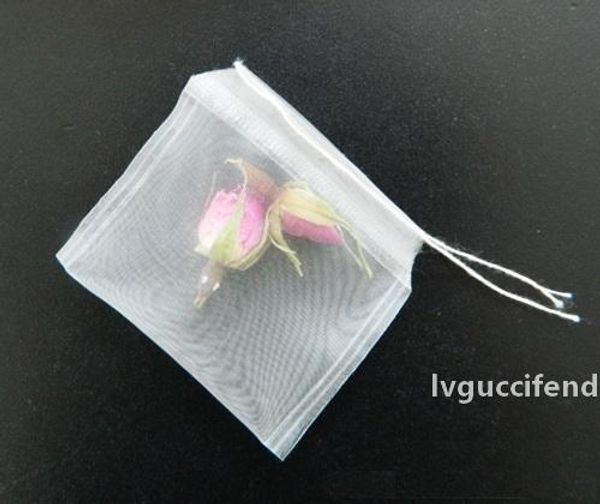 

6*7cm reusable with string hanging tea empty bags fine nylon mesh strain filter bag herb loose diy cup tea strainer