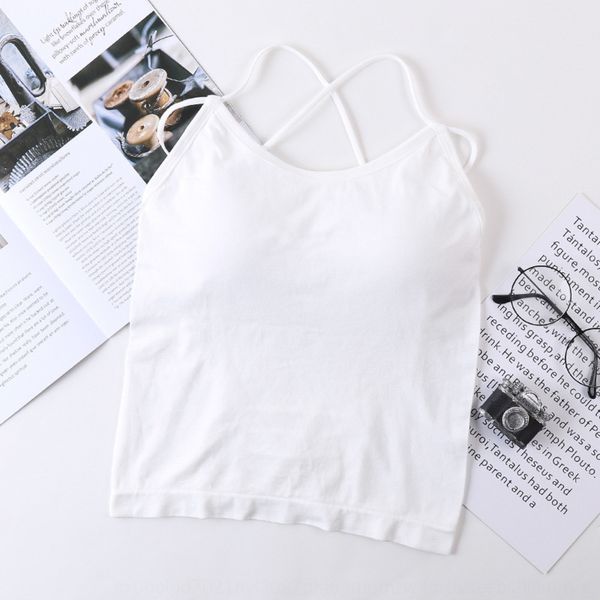

thin strap long back strap yoga underwear coat vest sports underwear anti-exposure vest backless cross base coat, White