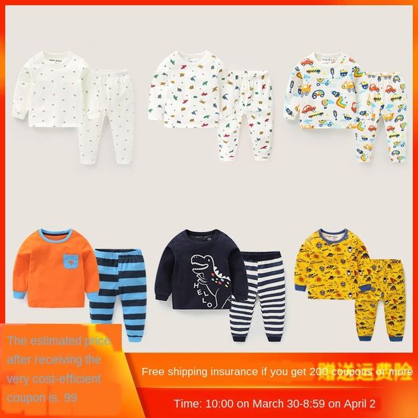 

warm pajamas warm clothes clothes autumn pants 3 sets children's clothing baby children's autumn and winter clothing year-old baby, Black;white