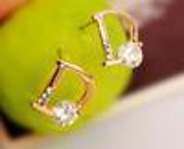 

5pairs lot a grade zircon studs gold plate golden big letter d earrings famous star lady earring stud e0054, Golden;silver