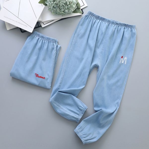 

wr7z0 large and children's wear size jeans medium and large children's clothing tencel jeans 2020 new product anti-mosquito pants, Blue