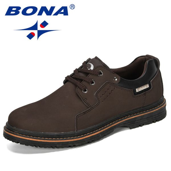 

bona 2020 new designers nubuck leather casual shoes men fashion outdoor leisure footwear man comfortable working shoes male, Black