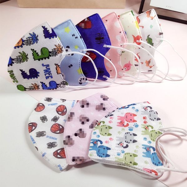 

fashion kids face masks cartoon print boys girls anti dust 3d non-woven face mask outdoor three-layer breathable protective mouth masks, Blue