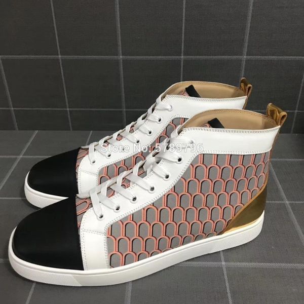 

high top red донные серого граффити кожа спортивной обувь мужчина случайный плоские мокасины заклепка подиум модель открытых кроссовки пара, Black