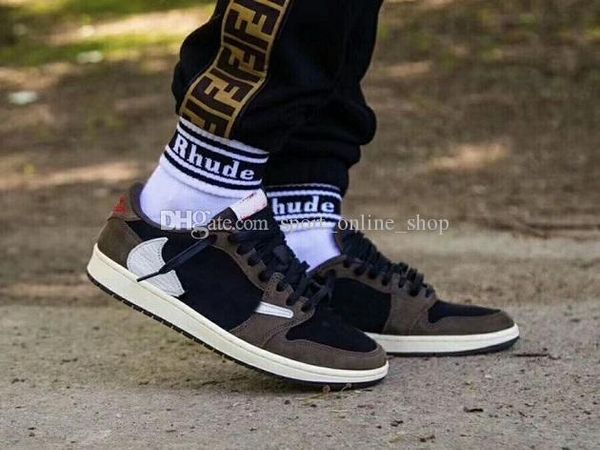 

2019 travis scott men women basketball shoes 1 low og sp dark mocha cactus jack cq4277-001 fashion outdoor sports shoes with box, White;red
