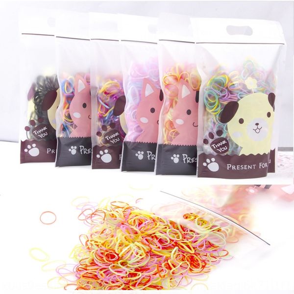 

500 thick colored band rope rubber band hair rope ropes disposable small rubber bands for children without hurting hair, Slivery;white
