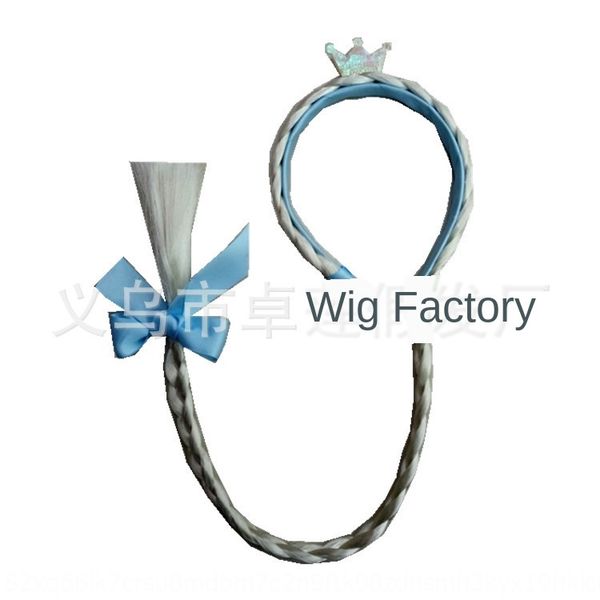 

7zpaf frozen braid aisha anna prop children's stage dress performance props frozen braid aisha anna cross prop wig wig children's, Slivery;white