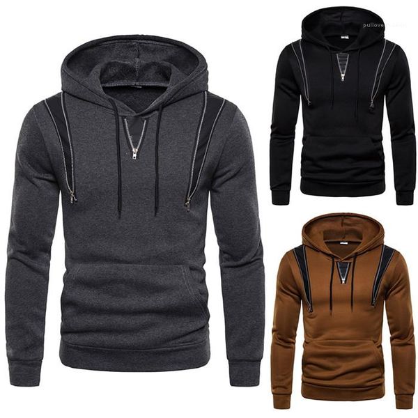 

clothes solid color pullover sweatshirt homme casual clothes with zipper long sleeve pullover hoodies spring autumn, Black