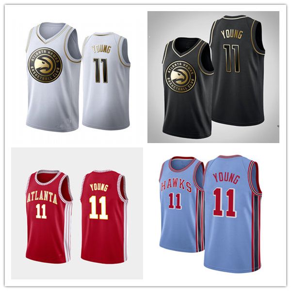 

atlanta hawks men trae young #11 all-star golden edition basketball jersey, Black