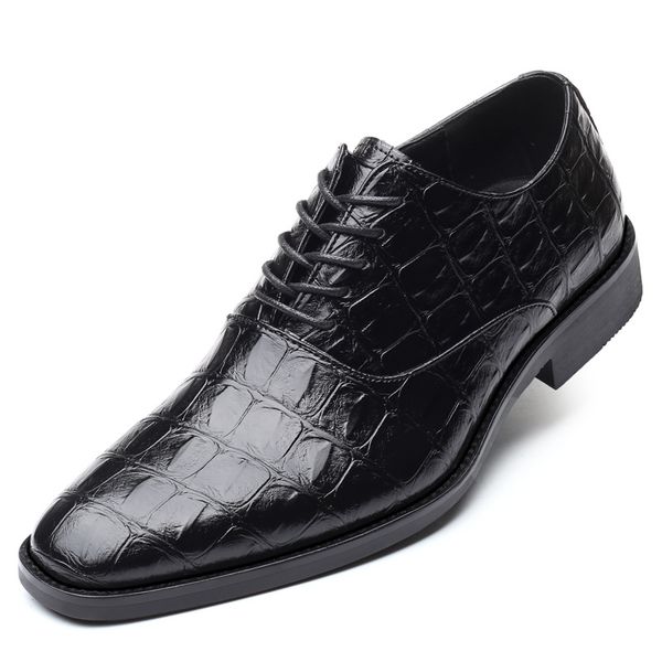 

men formal shoes office designer men's crocodile genuine leather wedding luxury elegant male business dress shoes, Black