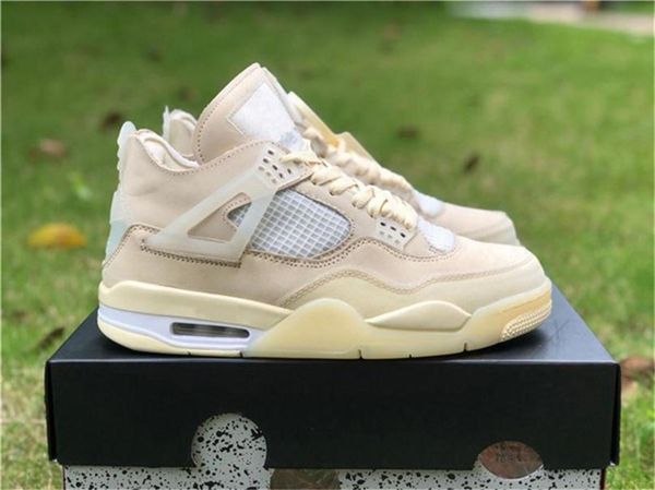 

2020 authentic off authentic 4 sp wmns men basketball shoes muslin white black zapatos sail bred cv9388-100 running shoes sneakers size