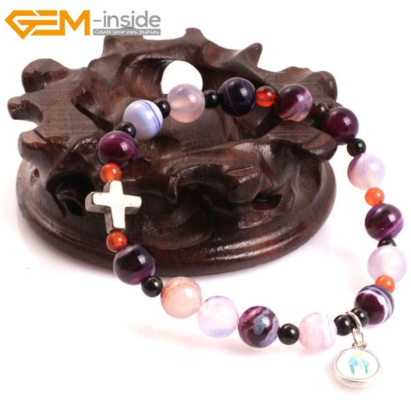 

gem-inside natural mala anglican muslim catholic christian episcopal prayer rosary stone beads bracelet for men women, Black