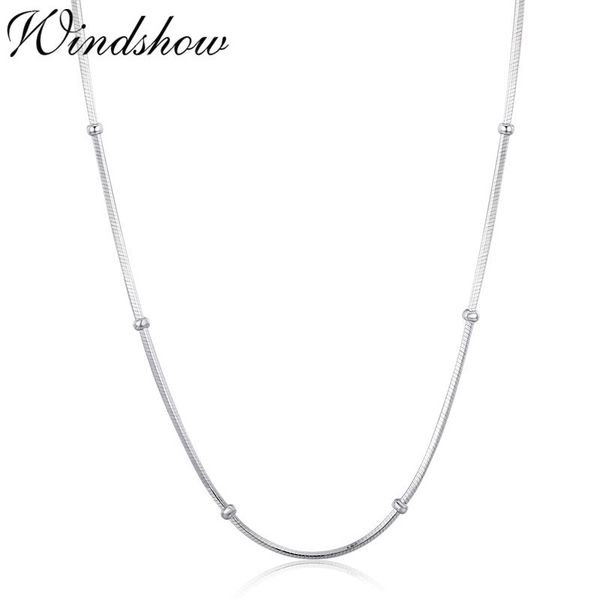 

35-80cm slim 925 sterling silver snake beads chain choker necklaces for women girls body jewelry kolye collares collane collier