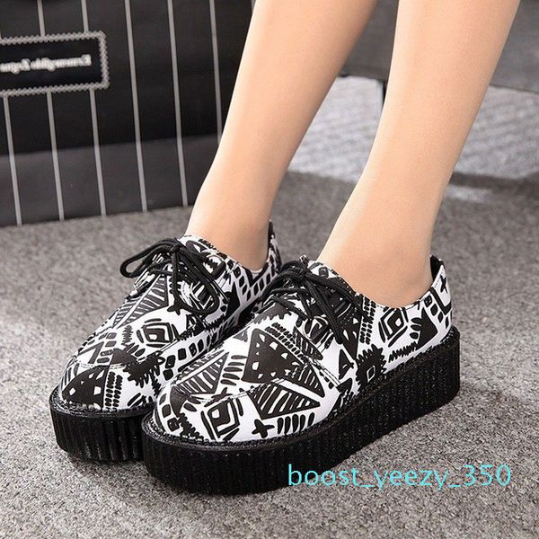 

женщины квартиры 2020 новые creepers мода женщин обувь туфли на платформе black lace-up вскользь замша creepers 35-41 d01 b35