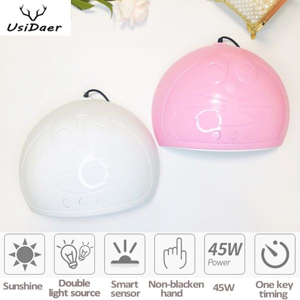 

usidaer 45w ногтей лампа для маникюра led nail dryer машины уф-лампа для отверждения уф-с 15 двойным источником света лампами