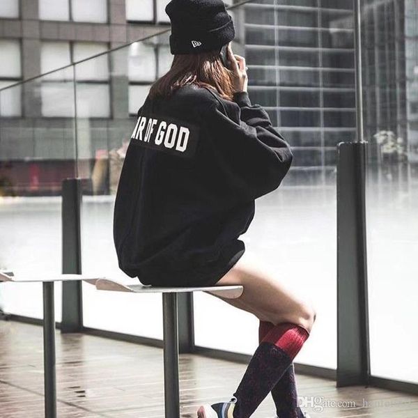 

fear of god fog black oversized sweatshirt solid color pullover hooded casual street skateboard sport outwear hoodies hflswy160