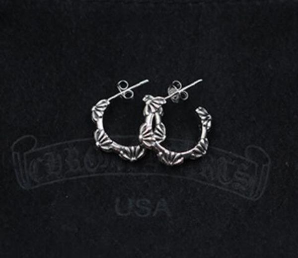 

925 sterling silver earrings with logo punk style mens and womens lovers gift hip hop cross luxury designer jewelry 005