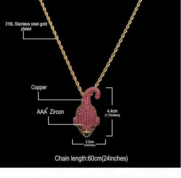 

d purple iced out majin buu necklace hip hop micro pave cubic zirconia simulated diamonds necklace, Silver