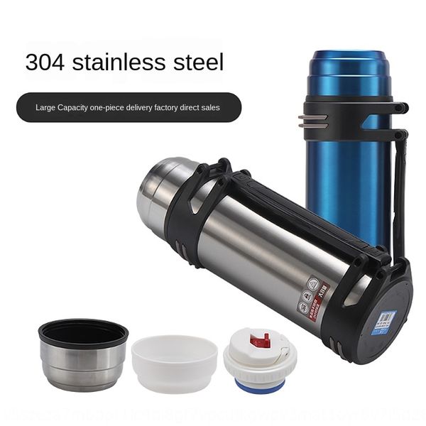 

new large capacity stainless steel travel pot sports outdoor car-mounted thermos cup kettle kettle pot lid with handle thermos cup