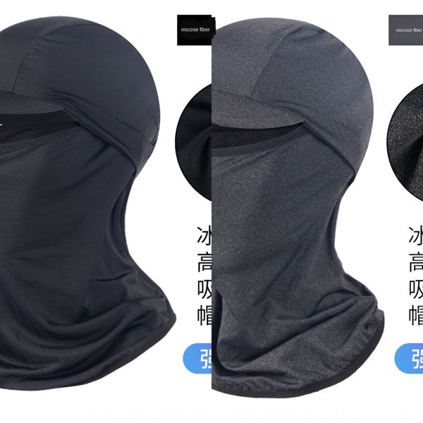 

kgzn3 outdoor sports sunscreen cooling outdoor sports hood bicycle head cover summer cycling running belt brim ice silk head cover water-abs, Black