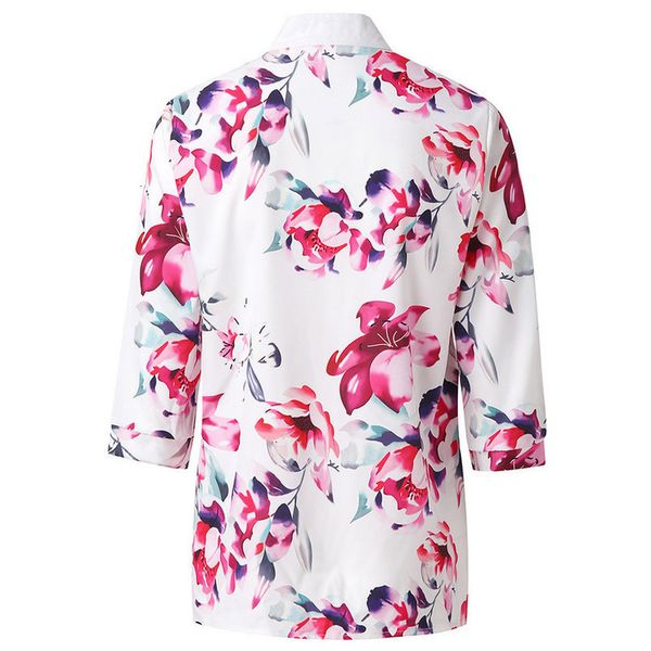 

women shirts v neck floral half sleeve young and energetic v neck white printed temperament elegant summer blouse shirts