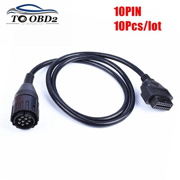 

10pcs/lot obd 10pin male to obd2 16pin female for icom a2 d cable for 10 pin motorcycle adapter icom d diagnostic cable