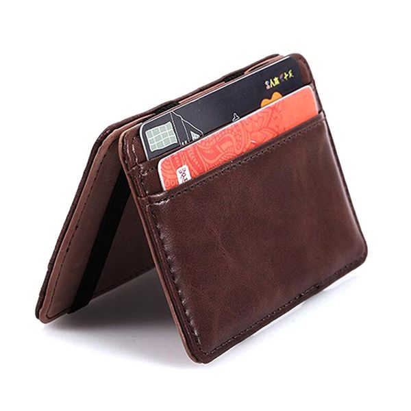

pu leather magical flip purse bifold wallet ultra slim minimalist billfold, credit card holder id case change wallet, Red;black