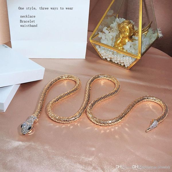 

golden snake necklace brand pure jewelry for women snake pendants thick necklace fine custom luxurious jewelry bracelet waistband
