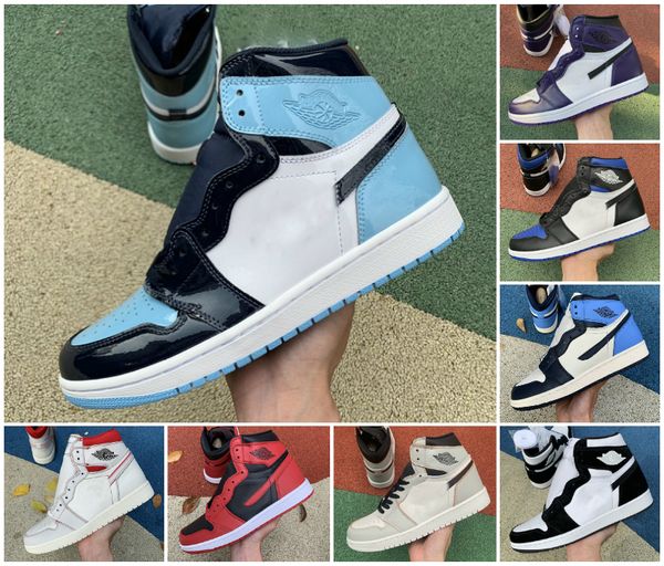 

new 1 high og basketball shoes 1s royal black toe pine green black court purple white unc patent men women stylist sneakers trainers