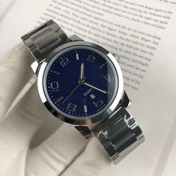 

2022 new three needle series luxury mens watches quartz watch designer watches montbl brand steel strap color optional, Slivery;brown