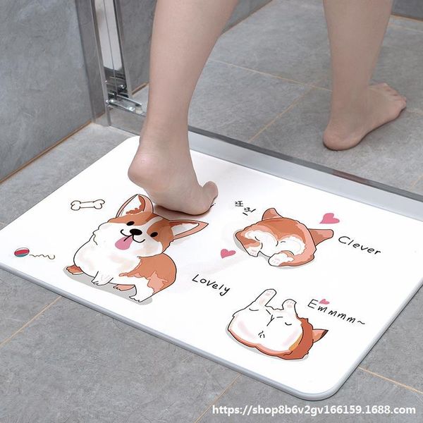 

water-absorbing cute bathroom non-slip diatomite mud gate cartoon keji diatomite dog anti-skid mat diatom foot mat toilet