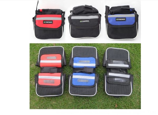 

saddle front beam hanging bag mountain bike three-in-one bag rubber label bicycle bicycle riding equipment