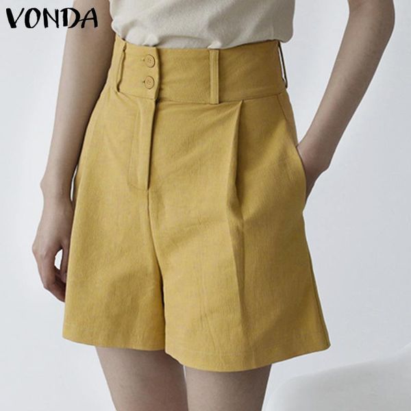 

summer women shorts casual pockets straight zipper office lady trousers vonda 2020 women'trousers female work bottoms plus size, White;black
