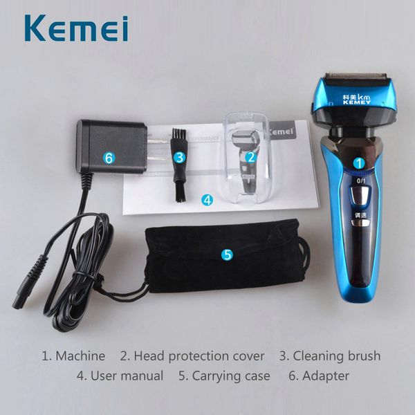 

kemei 8150 3d floating four blade reciprocating electric shaver for men rechargeable bread trimmer waterproof razor shaving machine bsste