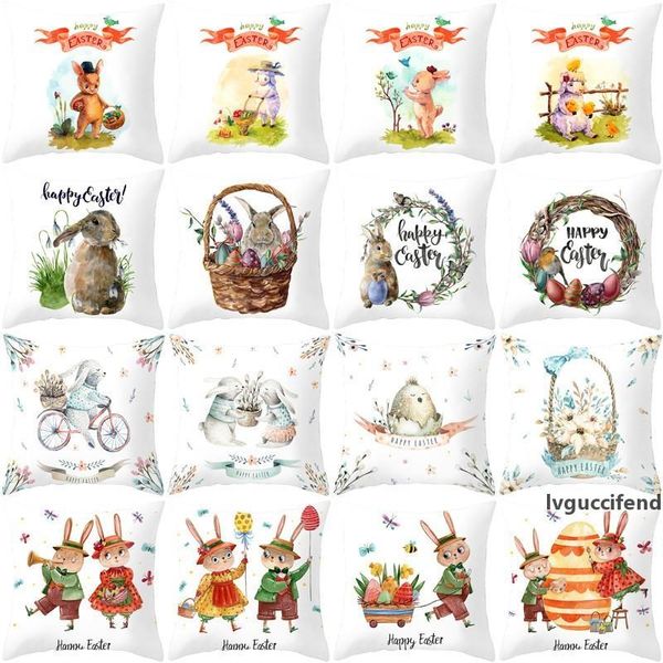 

easter bunny pillowcase cartoon rabbit pillow covers 45*45cm square throw pillow case easter home car office pillow case