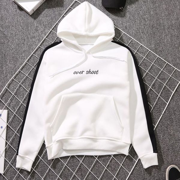 

hdbgm 2020 новое письмо вышитыми флис толстовка корейски большой размер пара носить женские пальто осень пара шерсти пальто wooland зима swe, Black