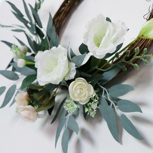 

1pc willow leaf garland simulative rose garland door hanging wreath green wreath