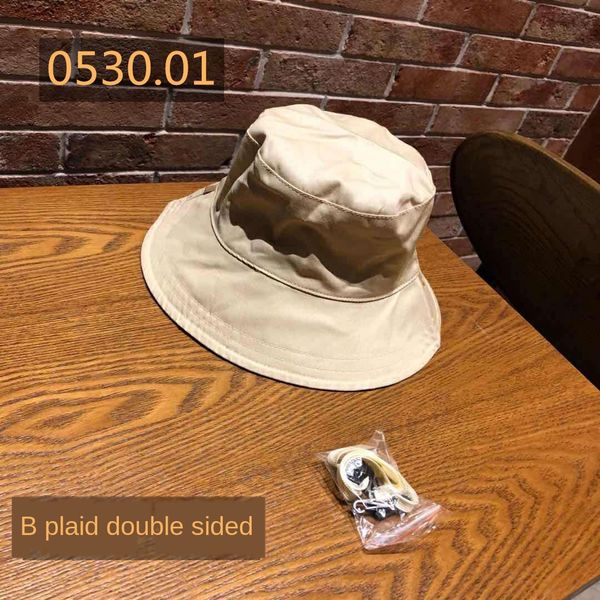 

large eaves parent-child plaid double-sided fisherman cap female face small shade basin cap 0530.01 fisherman sun basin hat sun hat, Blue;gray