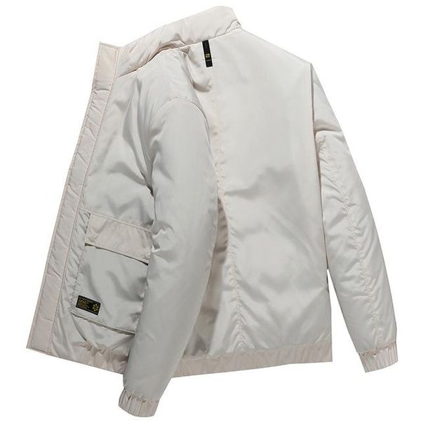 

мужские твердая черный белый красный зеленый хлопок padded зимняя куртка мужчины воротник стойка толстый вниз верхняя одежда пальто повседне, Black