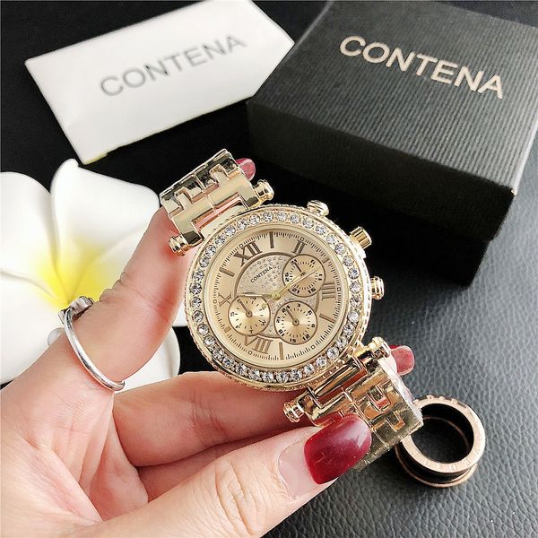 

6758dsj new fashion small dial watch three eyes ladies factory direct sales cx200723, Slivery;brown