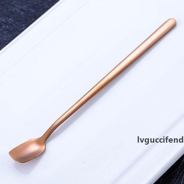 

2019-5 factory direct creative stainless steel casual coffee spoon stirring vacuum plating titanium nordic leaves spoon honey dessert spoon