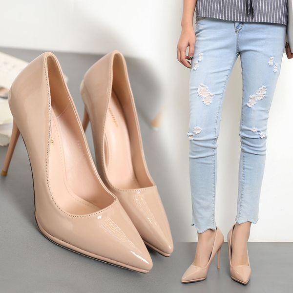 

beige high heels lace-up basketball platform crossdressers shoes work dress professional pumps pointed wedge slip, Black
