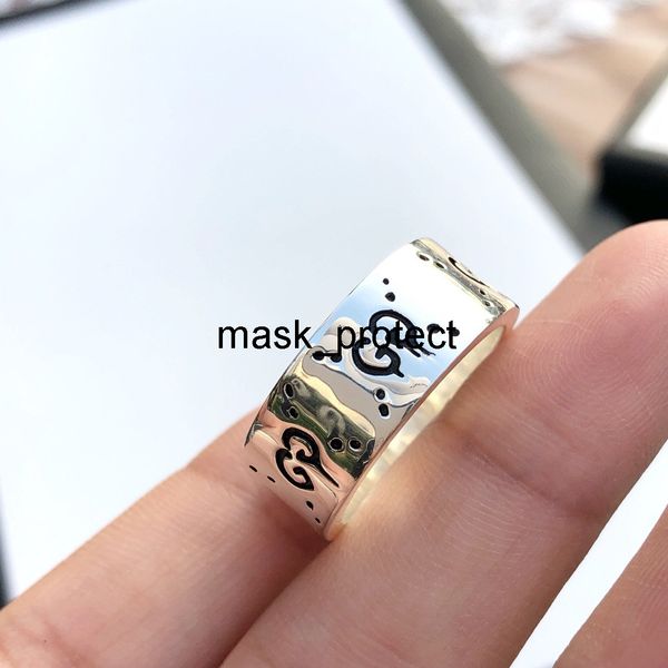 

ghost skull double s925 sterling elf couple ring thai silver high version