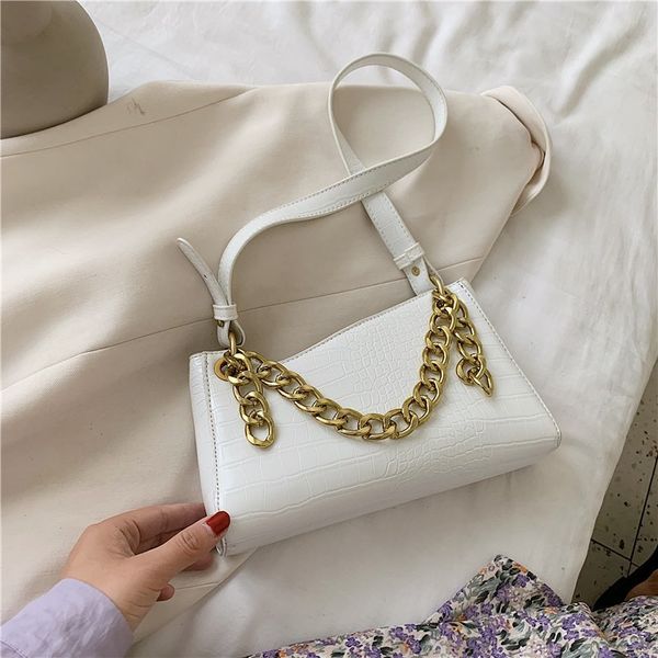 

chain design small pu leather crocodile underarm bag crossbody bags for women 2020 luxury solid color shoulder handbags hand bag