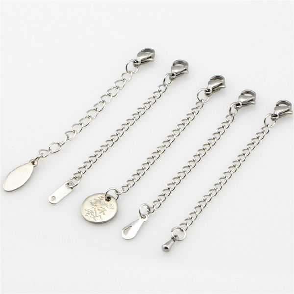 

ngt2c stainless steel tail chain lobster buckle tag tail pendant matching necklace pendant bracelet diy bracelet extension chain set diy acc, Silver