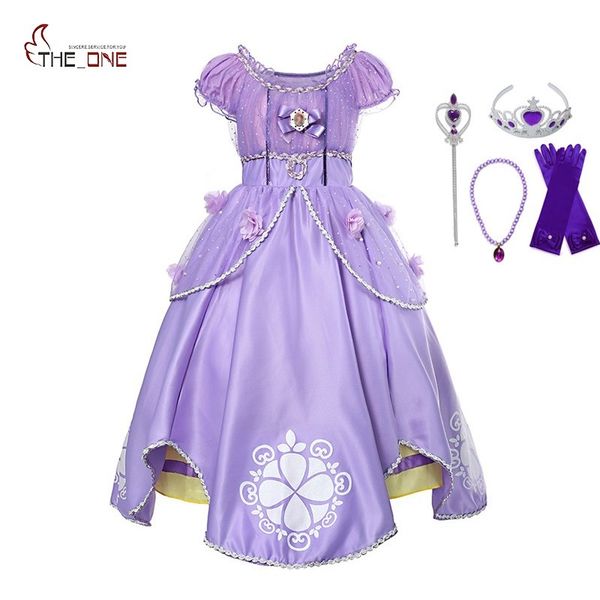 

muababy девушки софия длинное платье слоеного рукав 5 слоев sequined sophia принцесса костюм дети halloween party cosplay одеваются t200709, Red;yellow