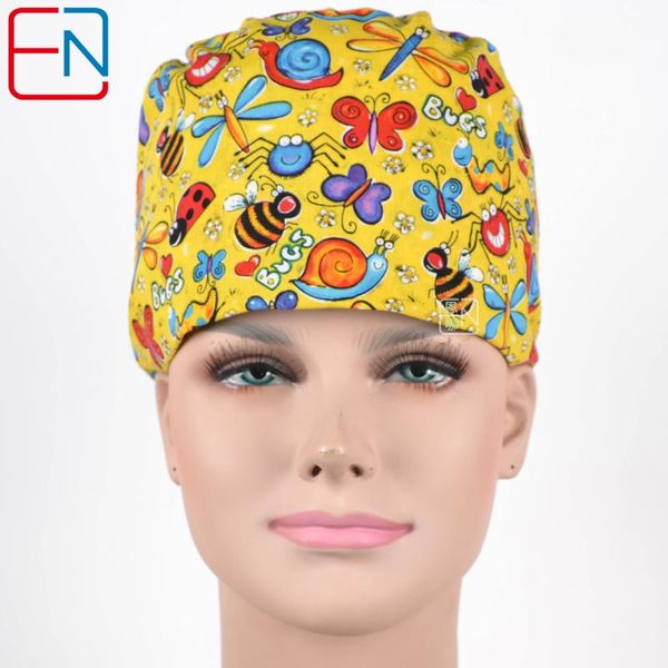 

hennar scrub caps in yellow 100% cotton scrub hats, Blue;gray